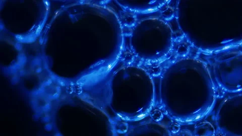 Atomic interaction of particles. Violet Abstract visualization of particles Stock Footage 169450783