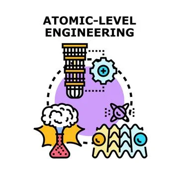 Atomic level engineering development combining science technology Stock Illustration