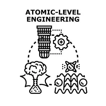 Atomic level engineering development combining science technology Stock Illustration
