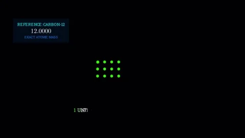 The atomic masses are relative to carbon-12 Vídeo Stock 335400366