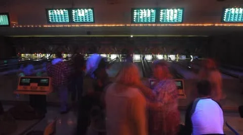 Atomic Midnight Bowling Time Lapse Stock Footage 21425061