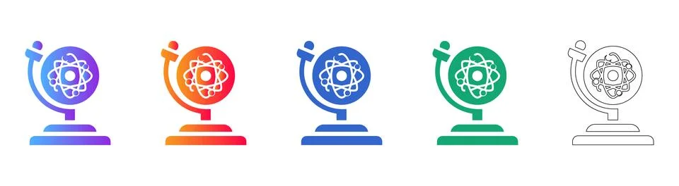 Atomic Model Globe Icon Set for Science and Research Stock Illustration