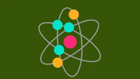 Atomic Model Molecule nuclear reaction quantum physics Electrons and Orbit .. Stock Footage 283235351