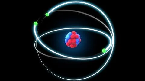Atomic model or structure background, bohr atom with electrons orbiting the Illustrazione stock