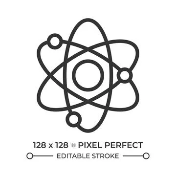 Atomic model pixel perfect line icon 스톡 일러스트