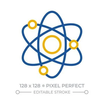 Atomic model pixel perfect two color line icon Stock-Illustration
