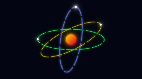 Atomic Model Structure Particle Orbit Motion Graphic Stock Footage 341845144