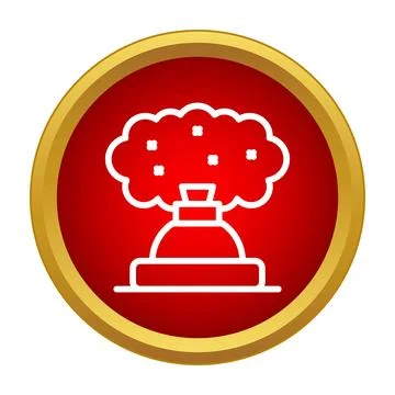 Atomic mushroom cloud explosion icon in red circle Stock Illustration