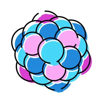Atomic nucleus concept with protons and neutrons Stock Illustration