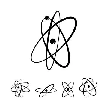 Atomic orbital structure particles rotating around nucleus Stock Illustration