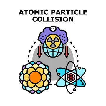 Atomic particle collision causing nuclear danger concept Stock Illustration