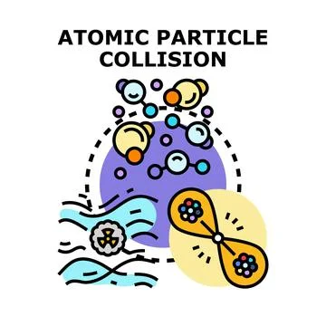 Atomic particle collision causing nuclear reaction physics concept 스톡 일러스트