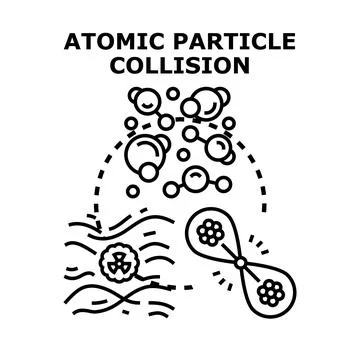 Atomic particle collision causing nuclear reaction physics concept Stock Illustration