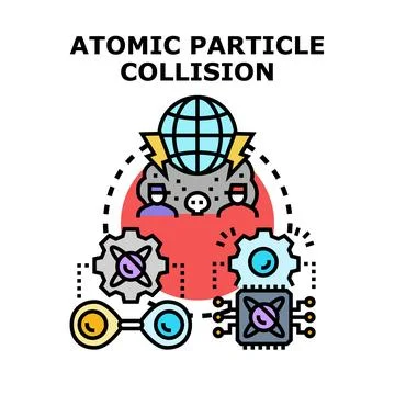 Atomic particle collision physics research and global science concept Stock Illustration