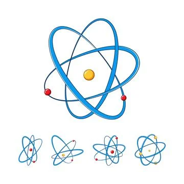 Atomic particle models illustrating scientific principles Stock Illustration