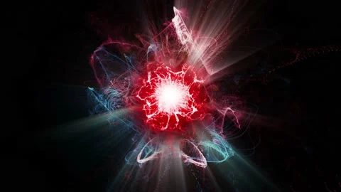 Atomic Particles Collide and A Glowing Plasma Ball Bursts With Energy Vídeos de archivo 134995817