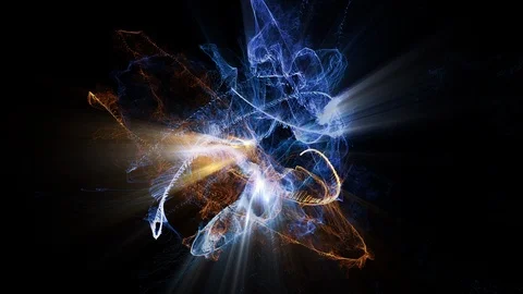 Atomic Particles Collide, Spin and Shine Stock Footage 89249948