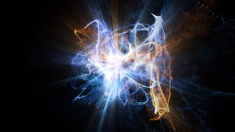 Atomic Particles Collide, Spin and Shine Stock Footage 110935888