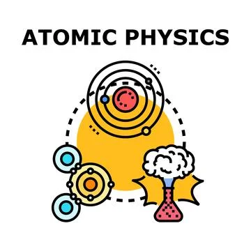 Atomic physics concept analyzing nuclear energy structure Stock-Illustration