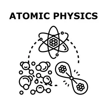 Atomic physics studying particles, atoms, and molecular structures Stock Illustration