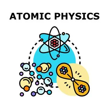 Atomic physics studying particles, atoms, and molecular structures Stock Illustration