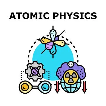 Atomic physics studying particles, radiation, and energy Stock Illustration