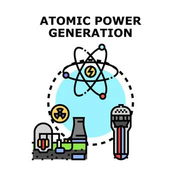 Atomic power generation concept producing clean electricity 스톡 일러스트