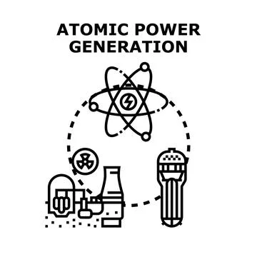 Atomic power generation concept producing clean electricity 스톡 일러스트