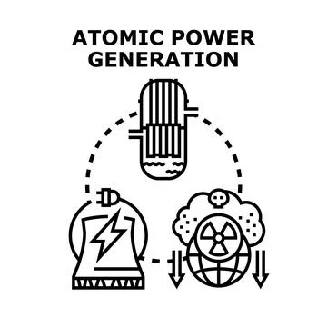 Atomic power generation process and environmental impact Stock Illustration