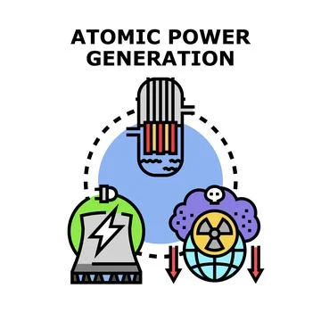 Atomic power generation process and environmental impact Stock Illustration