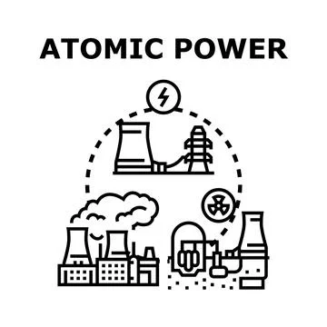 Atomic power generation process energy illustration Stock Illustration