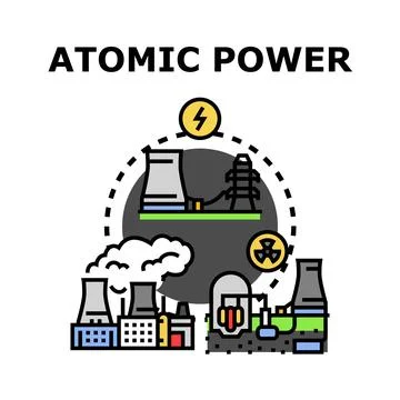 Atomic power generation process energy illustration Stock Illustration