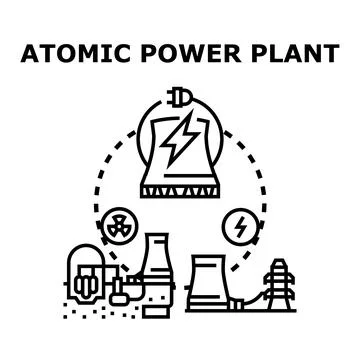 Atomic power plant generating clean electricity concept Stock Illustration