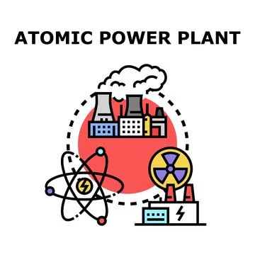 Atomic power plant generating clean energy concept illustration 스톡 일러스트