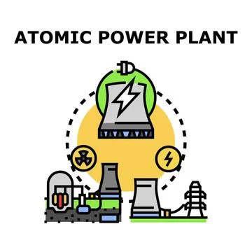 Atomic power plant generating clean electricity concept Stock Illustration