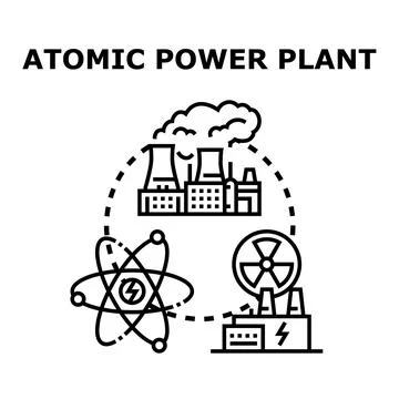 Atomic power plant generating clean energy concept illustration 스톡 일러스트