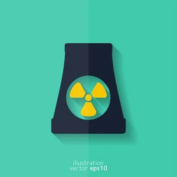Atomic power station icon. Flat design. Stock Illustration
