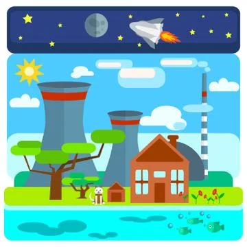 Atomic power station Stock Illustration