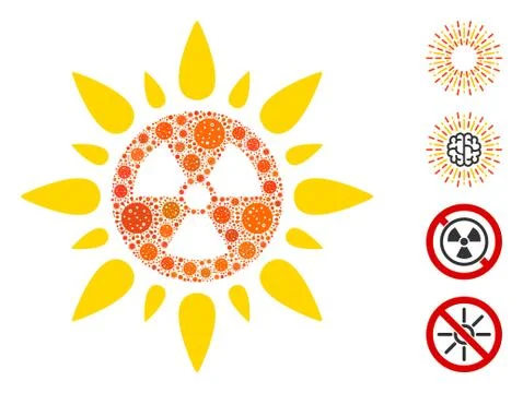 Atomic Radiation Collage of Covid Virus Elements Ilustración de archivo