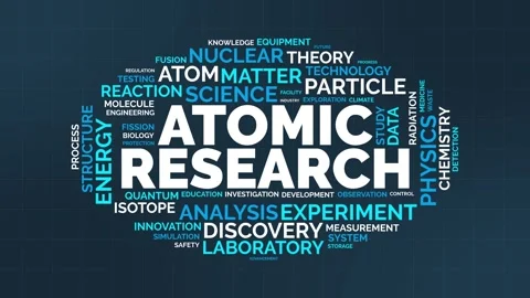 Atomic Research Kinetic Typography Word Cloud with Nuclear Physics and Scie.. Stock-Footage 341665424