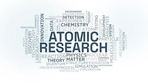 Atomic Research Word Cloud Animation with Kinetic Typography and Scientific.. Stock Footage 341665429