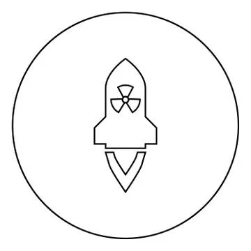 Atomic rocket flying Nuclear missile weapons Radioactive bomb Military concep Stock Illustration