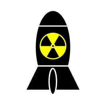 Atomic rocket flying Nuclear missile weapons Radioactive bomb Military conc.. Stock Illustration