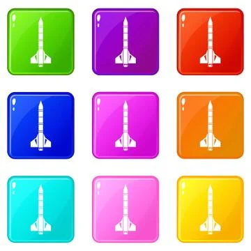 Atomic rocket icons 9 set 스톡 일러스트