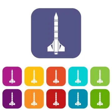 Atomic rocket icons set Stock Illustration