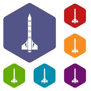 Atomic rocket icons set 스톡 일러스트