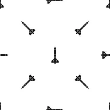Atomic rocket pattern seamless black Stock Illustration