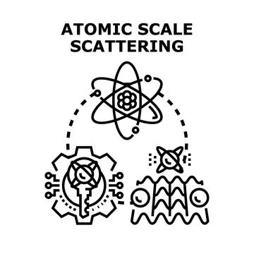 Atomic scale scattering concept with quantum particles Stock Illustration