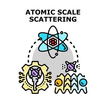 Atomic scale scattering concept with quantum particles Stock Illustration