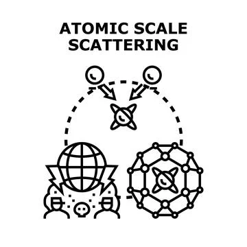 Atomic scale scattering conceptual vector diagram Stock Illustration